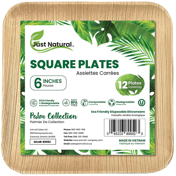 JUST NATURAL - 6IN SQUARE DISH 12EA