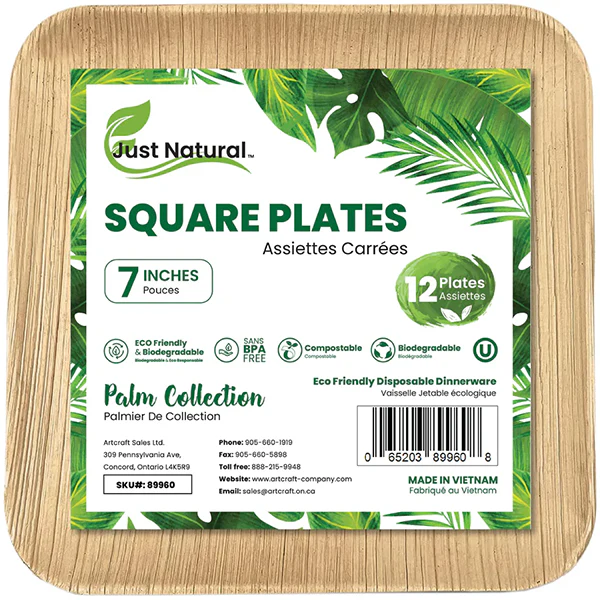 JUST NATURAL - 7IN SQUARE PLATES 12EA