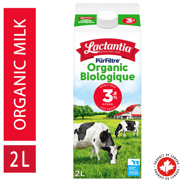 LACTANTIA - PURFILTRE 3.8% ORGANIC MILK 2LT