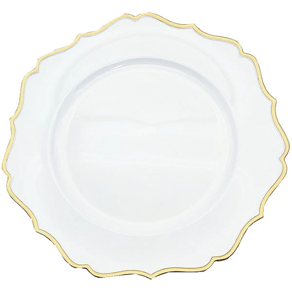 STANDA - 13" WHITE WITH GOLD RIM-CHARGER PLATE 1x24 UN