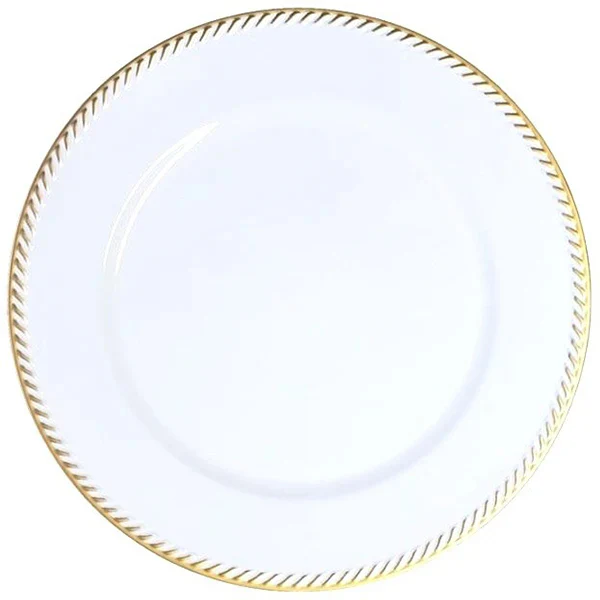 STANDA - 13IN WHITE/GOLD RIM CHARGER PLATE 24x1 UN