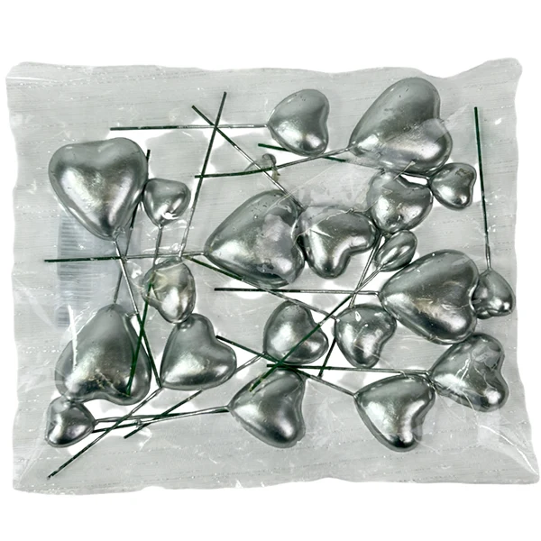 ROOTS BAKER - HEARTS DECORATION BALL CAKE TOPPER SILVER 20PK
