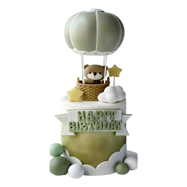 ROOTS BAKER - HOT AIR BALLOON CAKE TOPPER GREEN 3PC