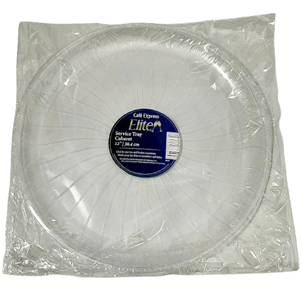 ELITE - 12IN CLEAR ROUND POLYSTRENE TRAY 25x EA