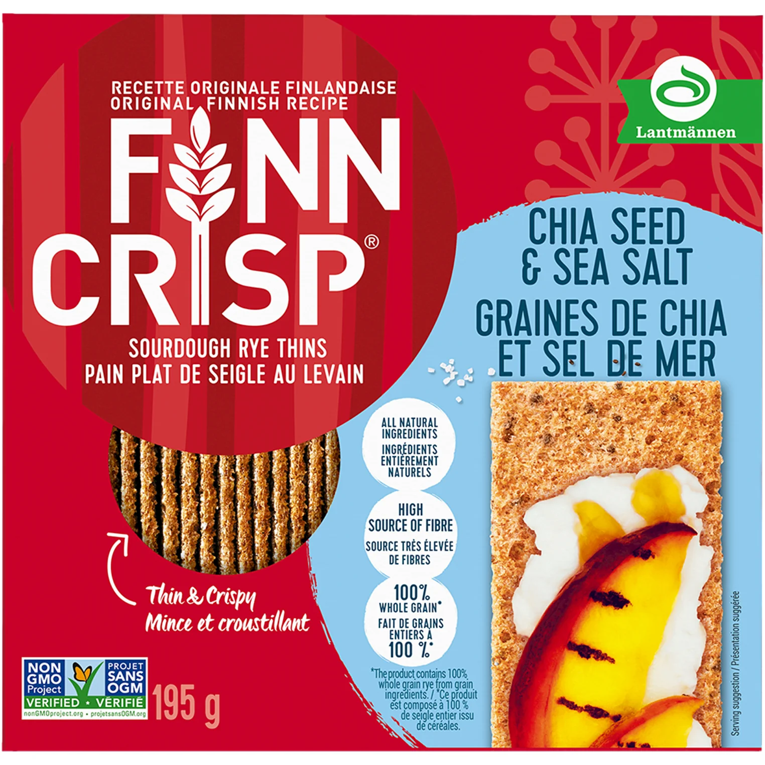 FINNCRISP - CRISPBREAD CHIA SEED SEA SALT 195GR
