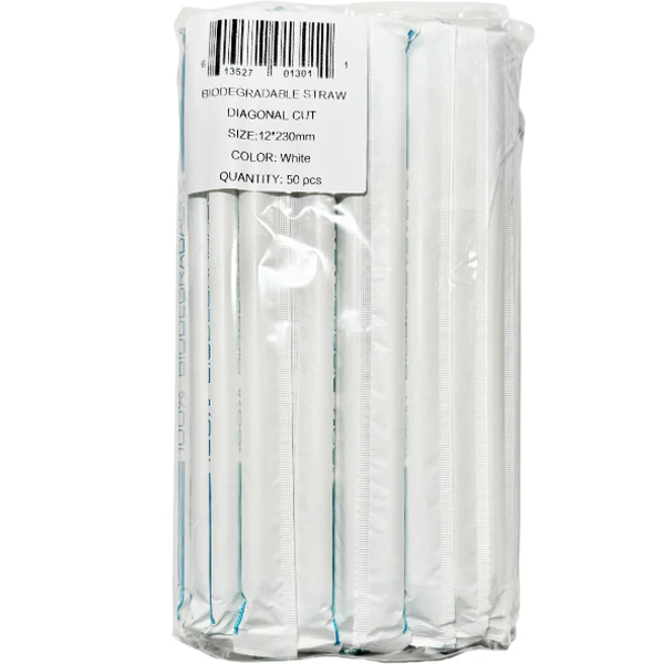 TEA CHOICE - 12IN BIODEGRADABLE STRAW 230MM WHITE 50CT