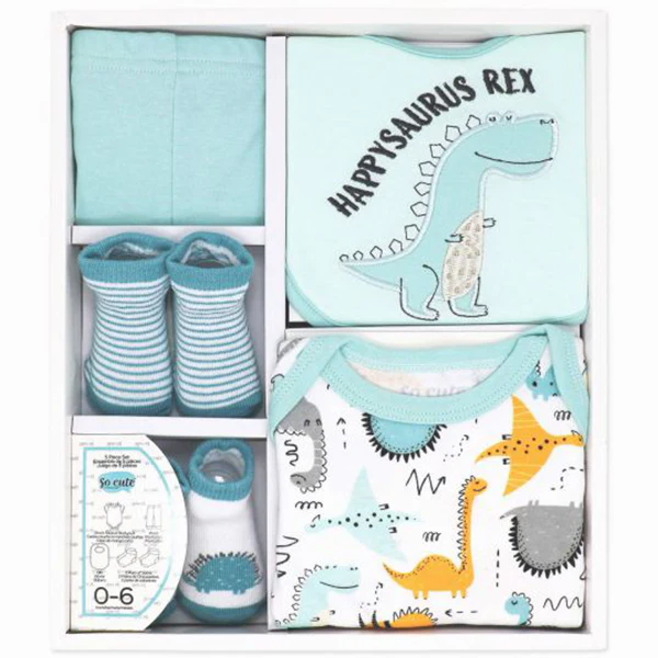 5PC-COTTON PINK SET- HAPPYSAURUS REX