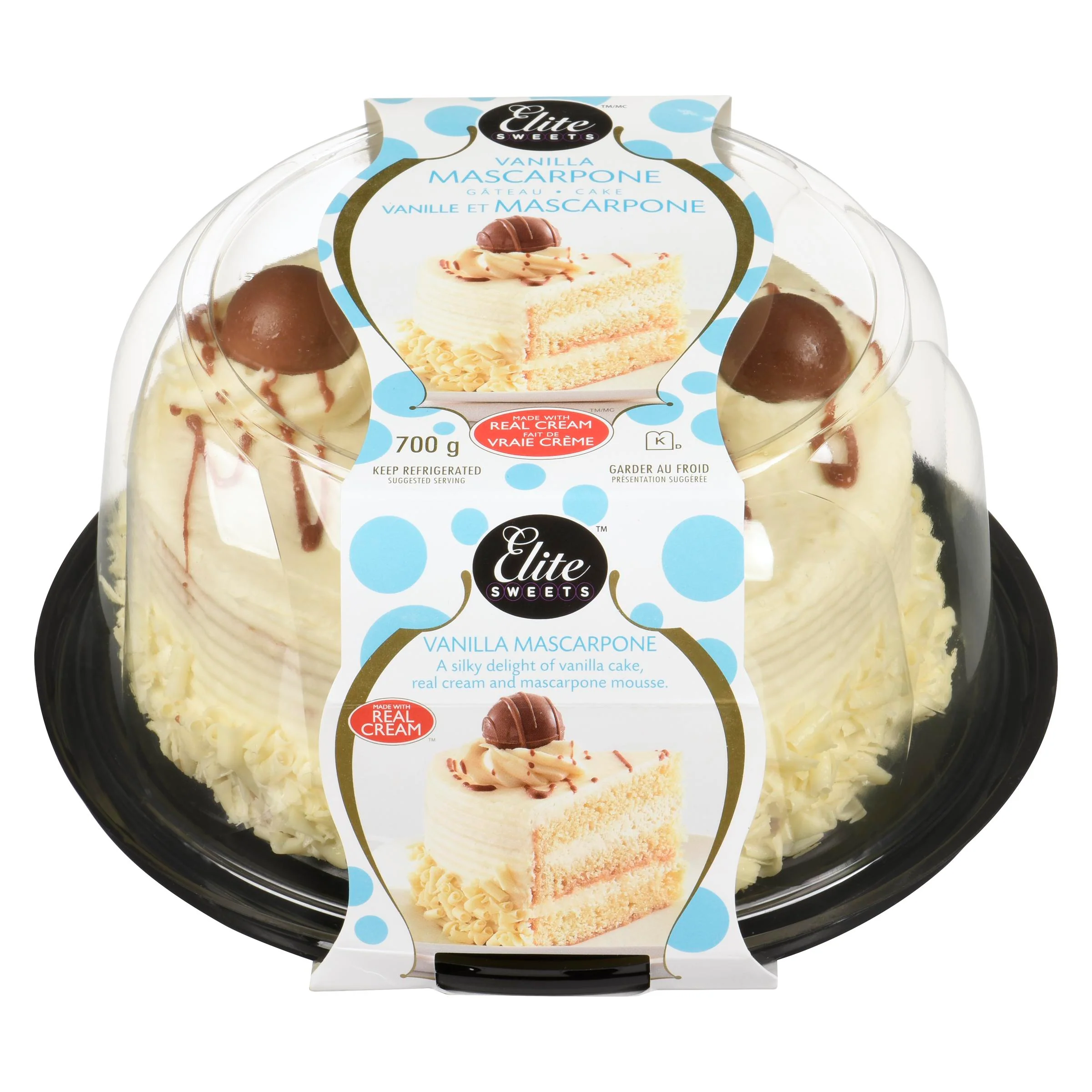 ELITE SWEETS - 6 " VANILLA MASCARPONE DOME CAKE 700GR