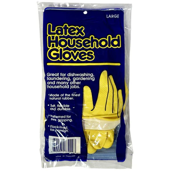 SAFETY ZONE - YELLOW LATEX GLOVES LARGE 1PK