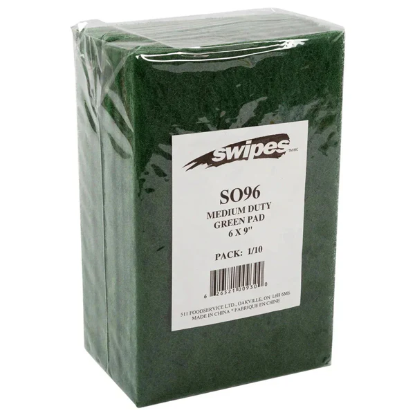 SWIPES - SCOURING GREEN PADS 6"X9" 10PK
