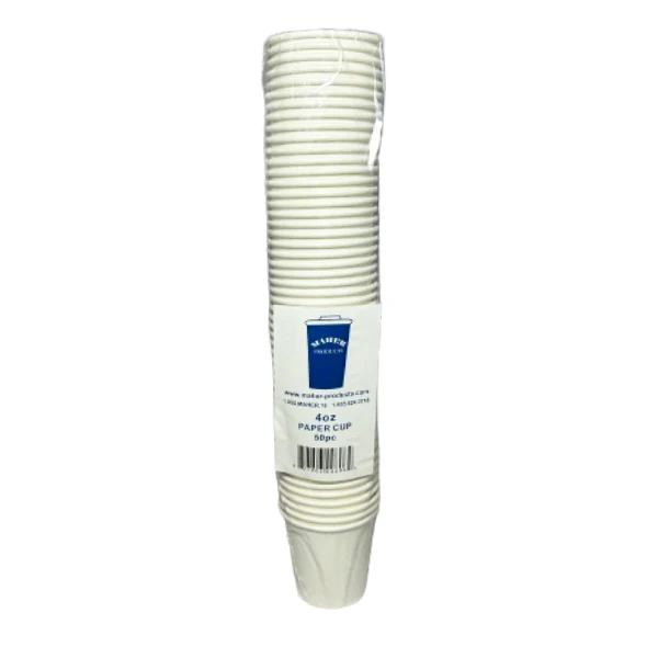 MAHER PRODUCT - 4OZ WHITE HOT PAPER CUP 50 PK