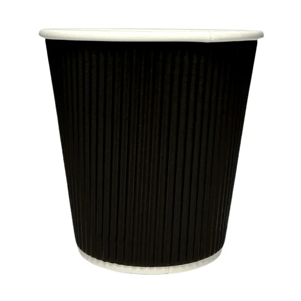 MAHER PRODUCTS - 8oz SQUAT BLACK RIPPLE WALL CUP 25 PK
