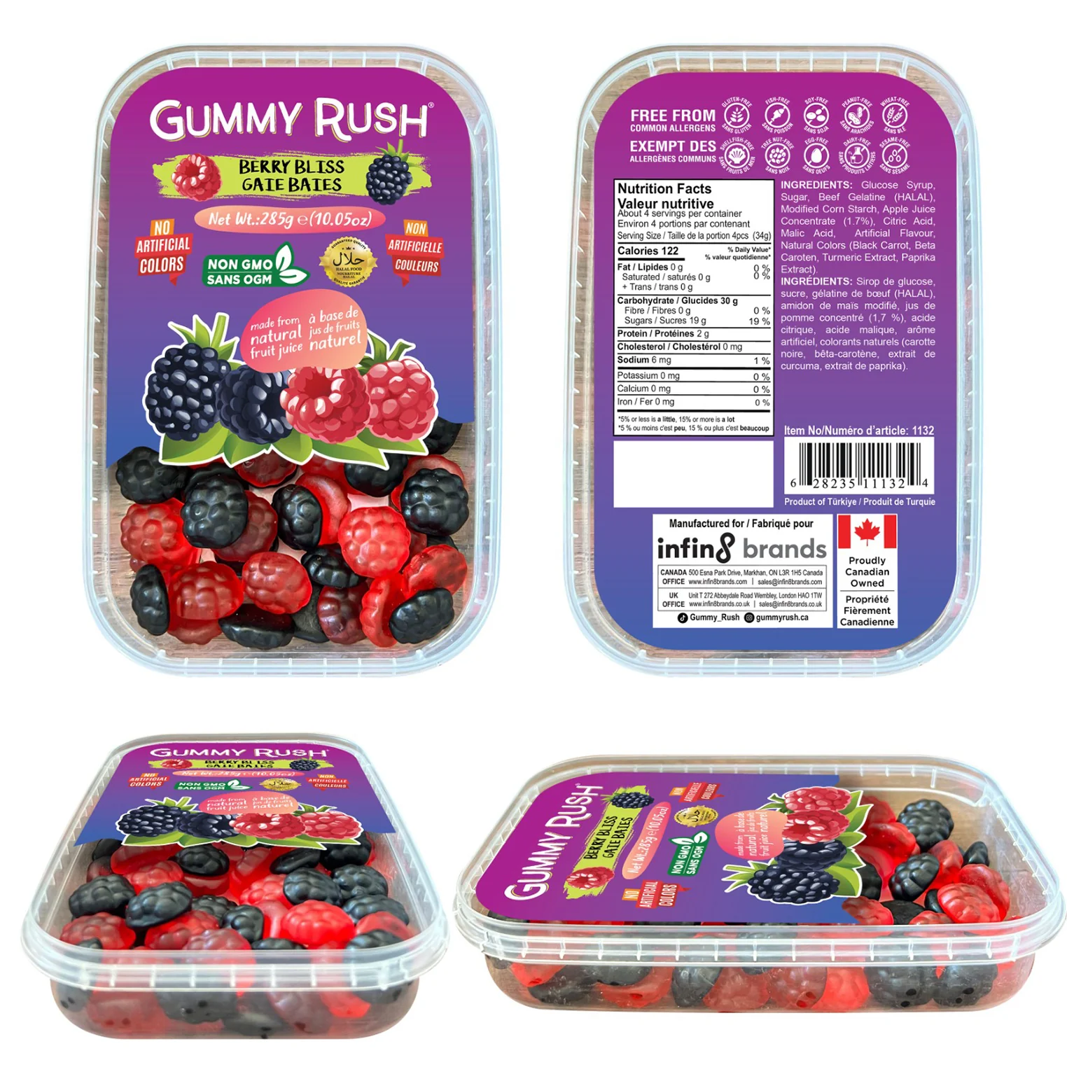 GUMMY RUSH - GUMMIES TUBS BERRY BLISS 285GR