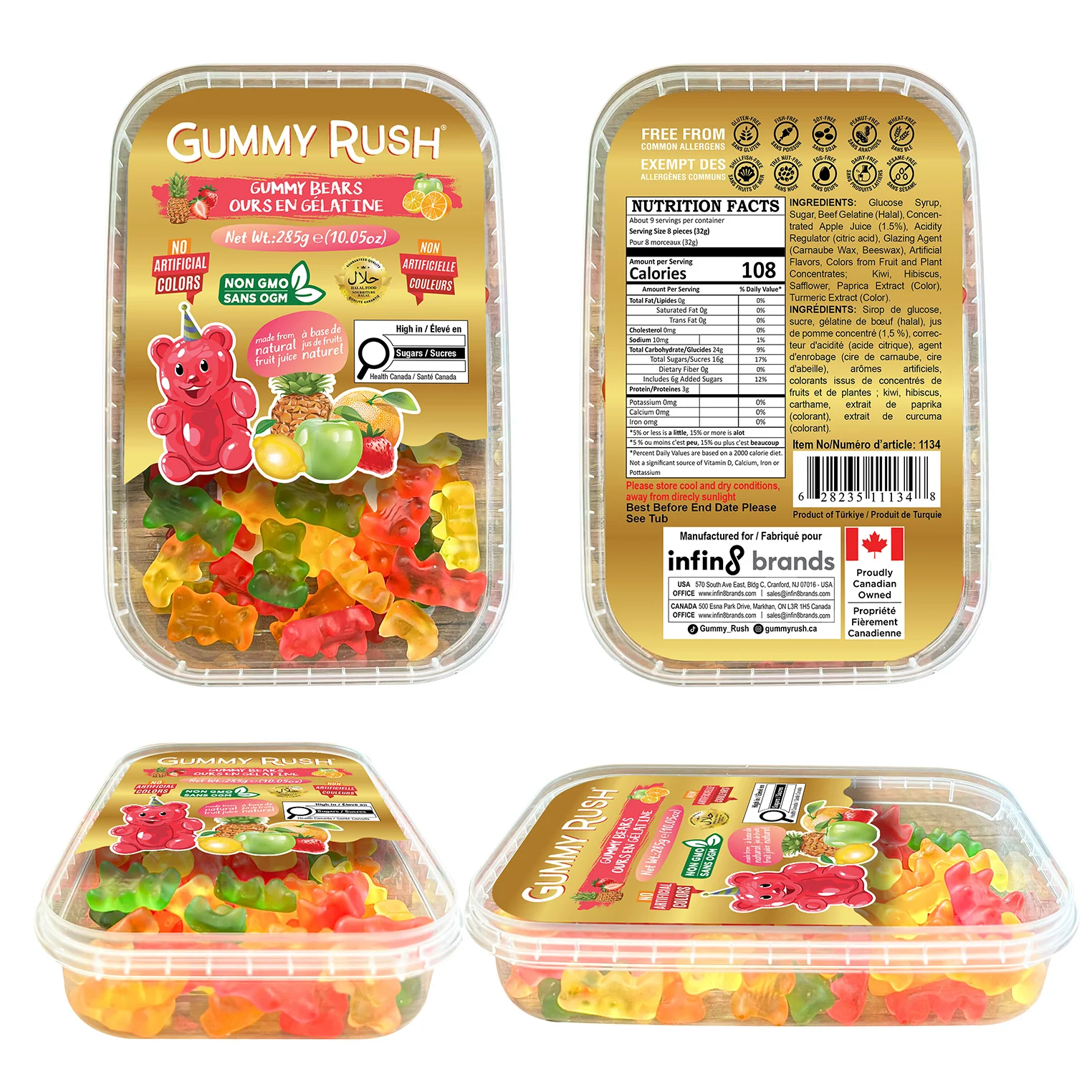 GUMMY RUSH - GUMMIES TUBS BEARS 285GR