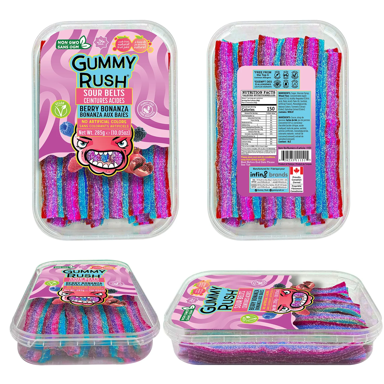 GUMMY RUSH - SOURBELT TUBS BERRY BONANZA 12x285 GR