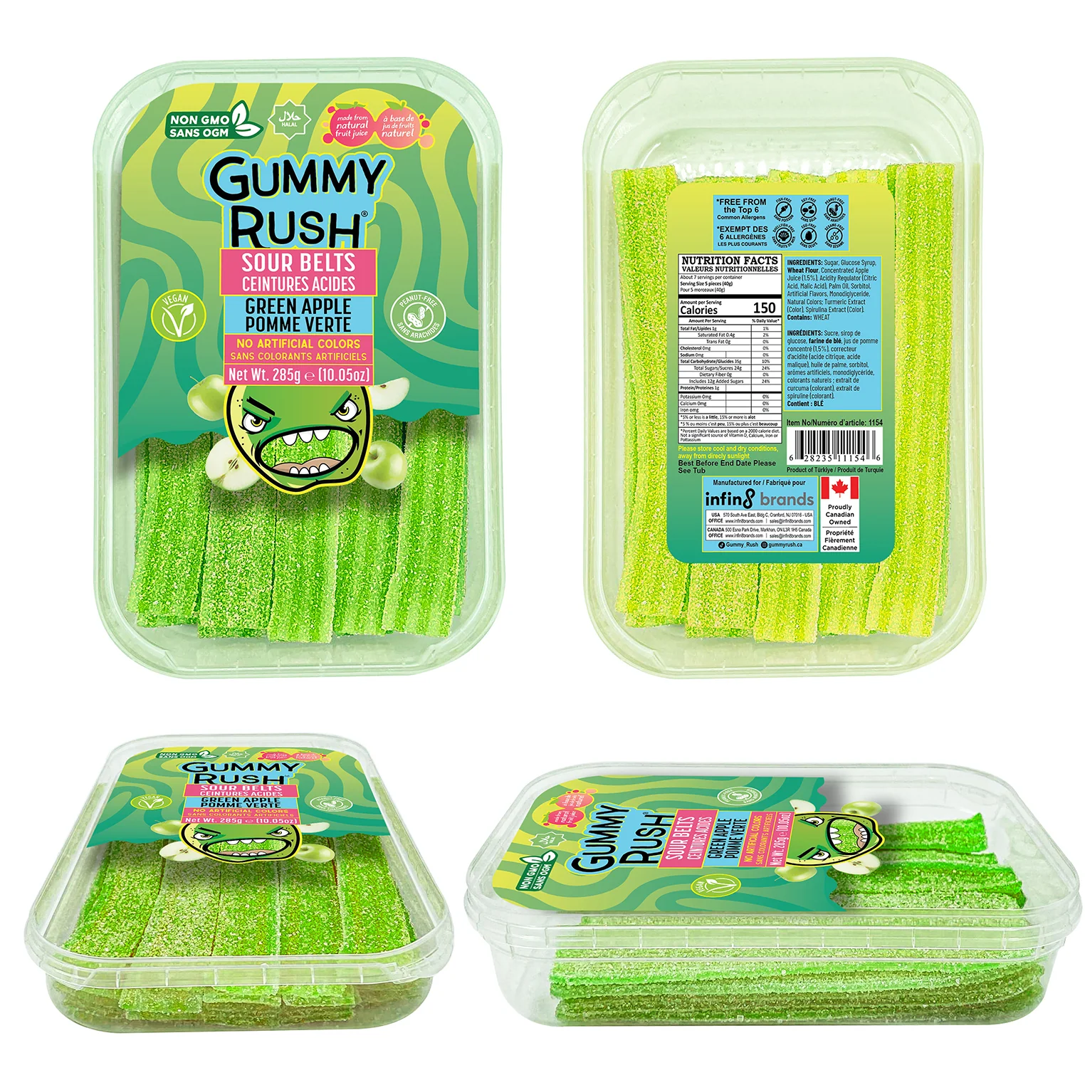 GUMMY RUSH - SOURBELT TUBS GREEN APPLE 12x285 GR