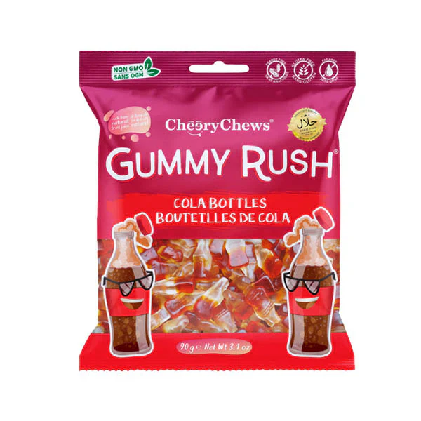 CHERRY CHEWS - COLA BOTTLES 48x90 GR