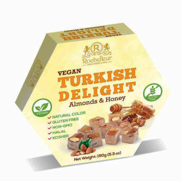 ROCHEFLEUR - VEGAN TURKISH DELIGHTS ALMOND & HONEY 8x150 GR