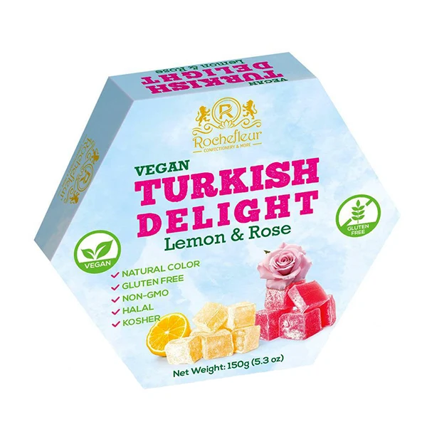 ROCHEFLEUR - VEGAN TURKISH DELIGHTS LEMON & ROSE 150GR
