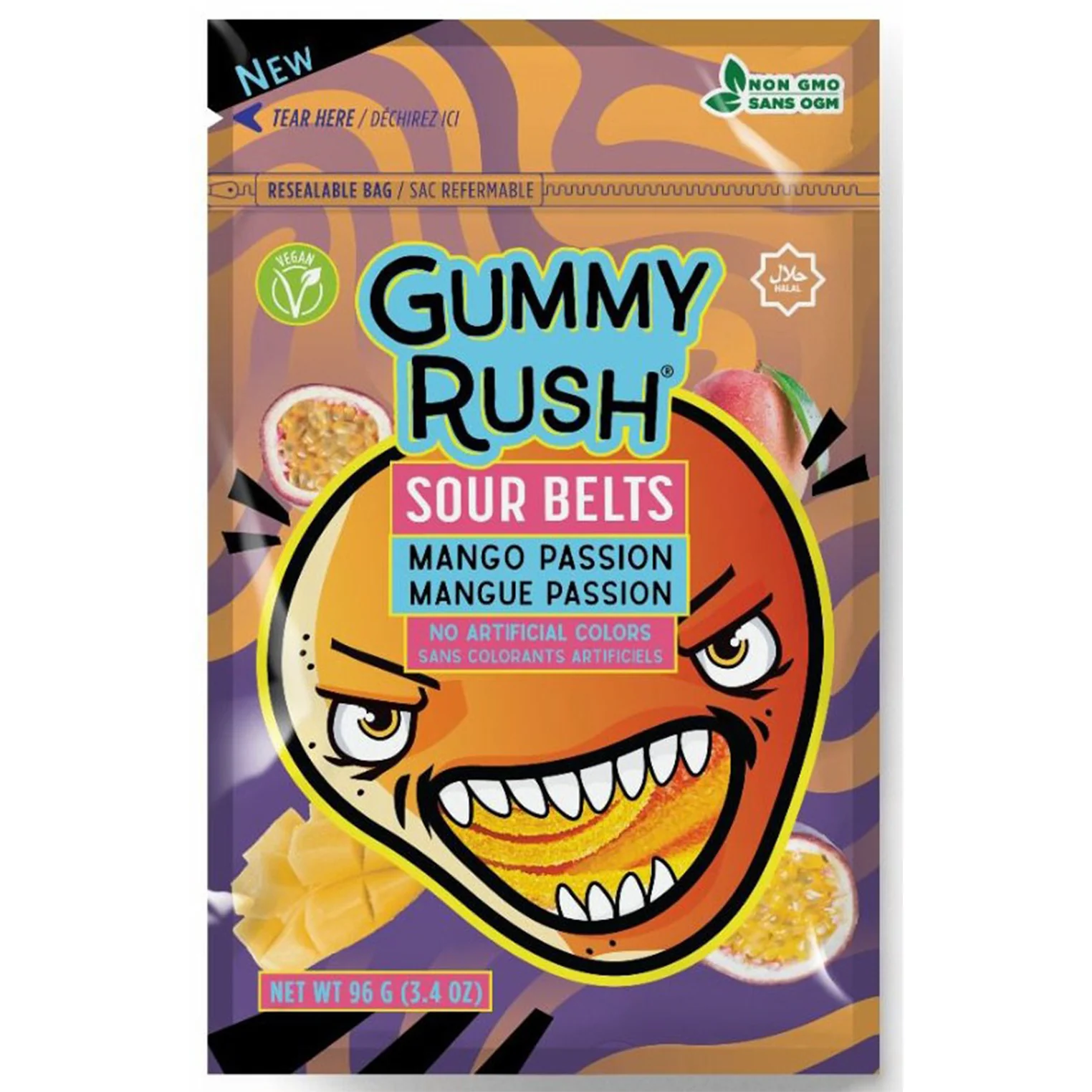 GUMMY RUSH - SOURBELT MANGO PASSION 12x96 GR