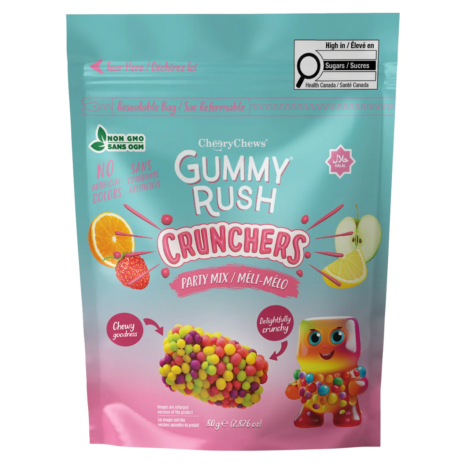 GUMMY RUSH - CRUNCHERS PARTY MIX 12x80 GR