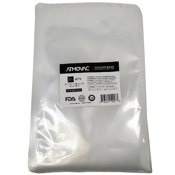 Atmovac - 8"x12" Channelled Vacuum Bags 100CT