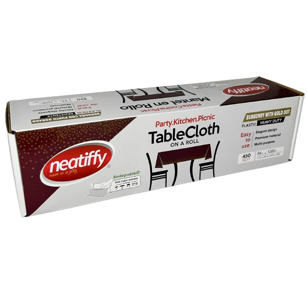 NEATIFFY - BURGUNDY GOLD DOT TABLECLOTH ROLL 1