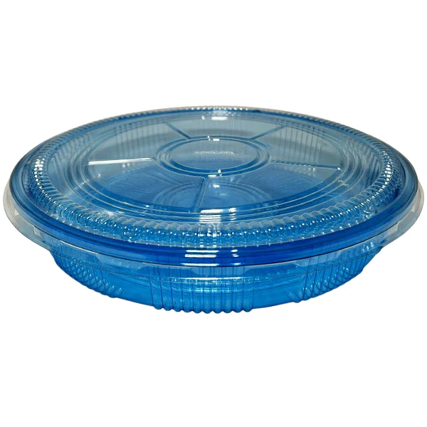 BX PACKAGING - BX61 CLEAR BLUE WITH LIDS 11IN ROUND SUSHI TRAYS 120CT