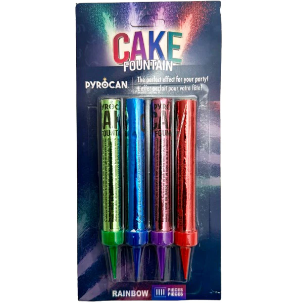 PYROCAN - ASSORTED COLOR CAKE FOUNTAIN 4EA