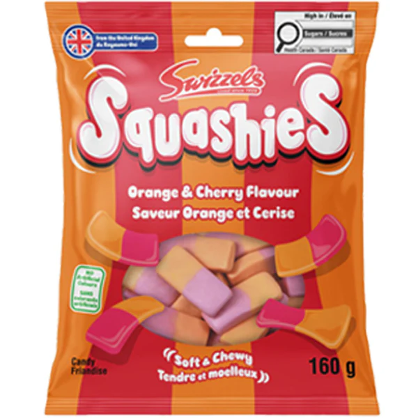 SWIZZELS - SQUASHIES ORANGE AND CHERRY 160GR