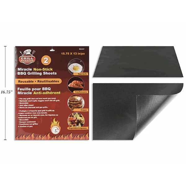 GRILL MAESTRO - 2PK NON-STICK REUSABLE GRILLING SHEETS 13INx15.75 IN