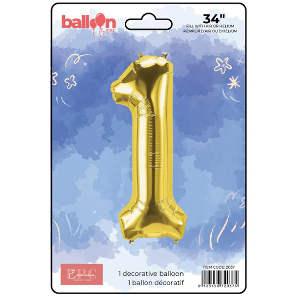 EPC - GOLD FOIL NUMBER 1 BALLOON 34IN 1x10UN