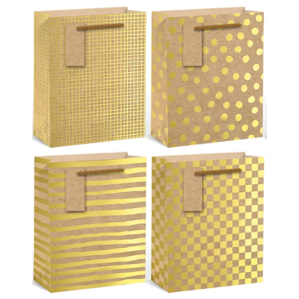 EPC - ELEGANT GOLD GIFTBAG LARGE 4STYLES 12x1 UN