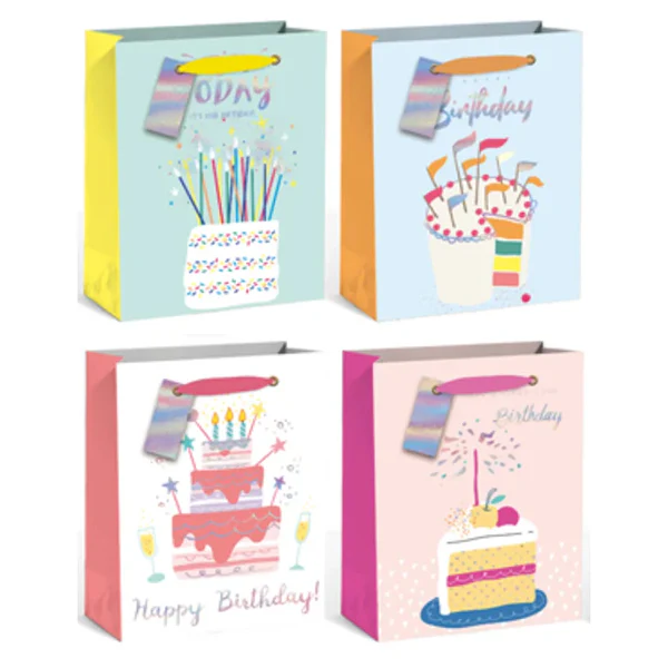 EPC - BIRTHDAY CAKE GIFTBAG LARGE 4STYLES 12x1 UN