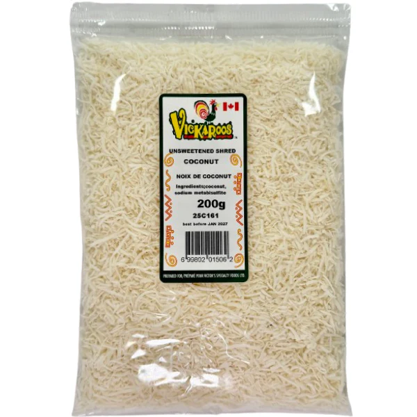 VICKAROOS - UNSWEETENED SHREDDED COCONUT 200GR