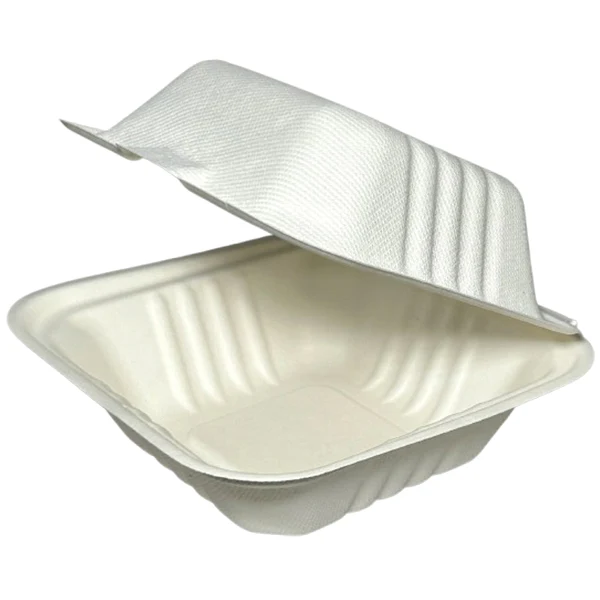 NEW WAVE - 6in BAGASSE BURGER CLAMSHELL 125EA