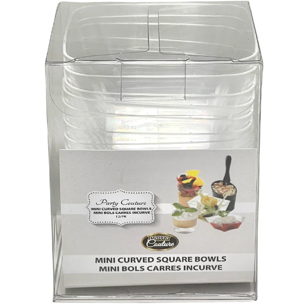 PARTY COUTURE - CLEARE MINI CURVED SQUARE BOWL 48x12 PK