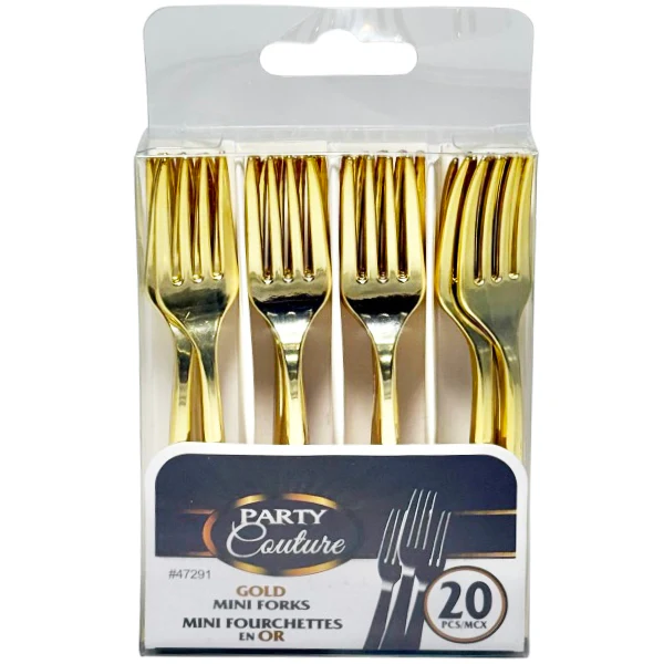 PARTY COUTURE - GOLD MINI FORKS 20 PK