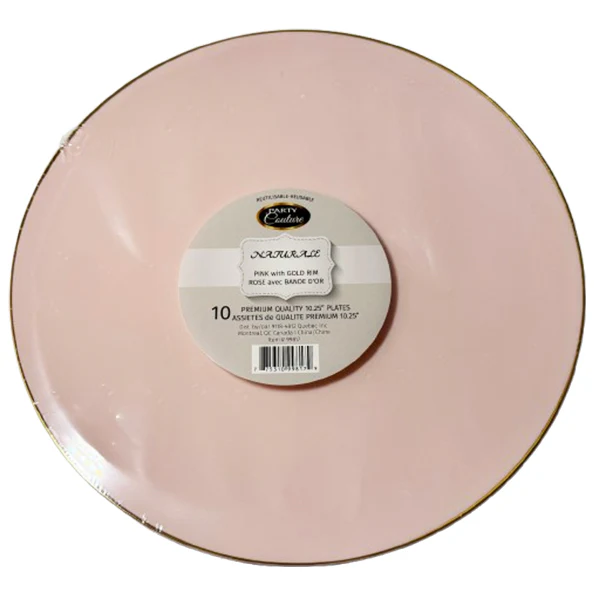 MADISON - 10.25" NATURALE PINK W/ GOLD RIM PLATES 10PK