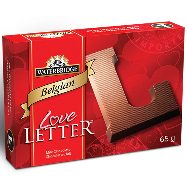 WATERBRIDGE - VALENTINE BELGIAN LOVE LETTERS MILK CHOCOLATE 65GR