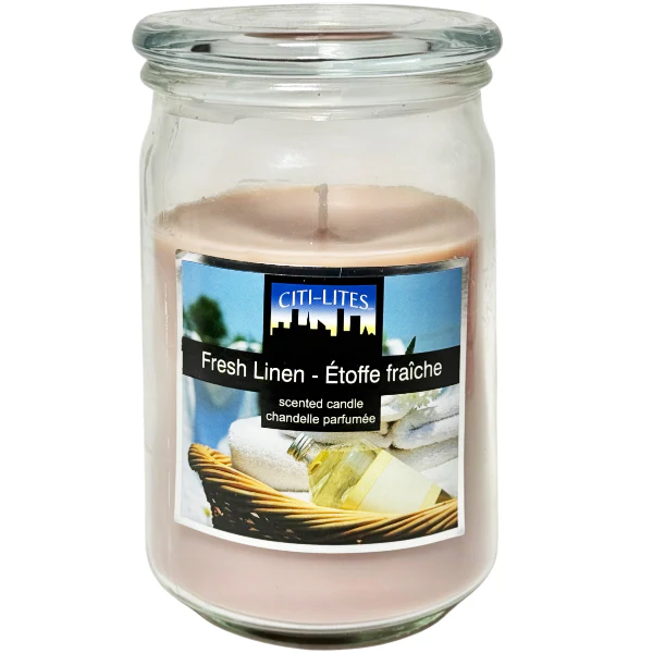 CITILITES - FRESH LINEN APOTHECARY JAR CANDLE 15OZ