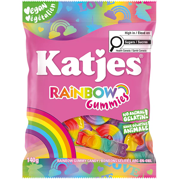 KATJES - RAINBOW PLANT BASED FRUITY GUMMIES 140GR