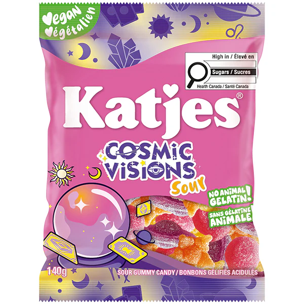 KATJES - COSMIC VISIONS PLANT BASED SOUR GUMMIES 140GR