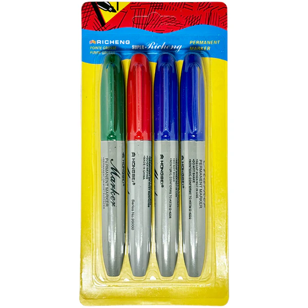 PERMANENT BOLD BLACK MARKERS 4PK EA