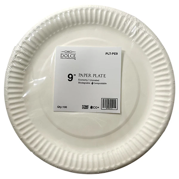DOLCE - UNCOATED COMPOSTABLE PLATES 9IN 100EA