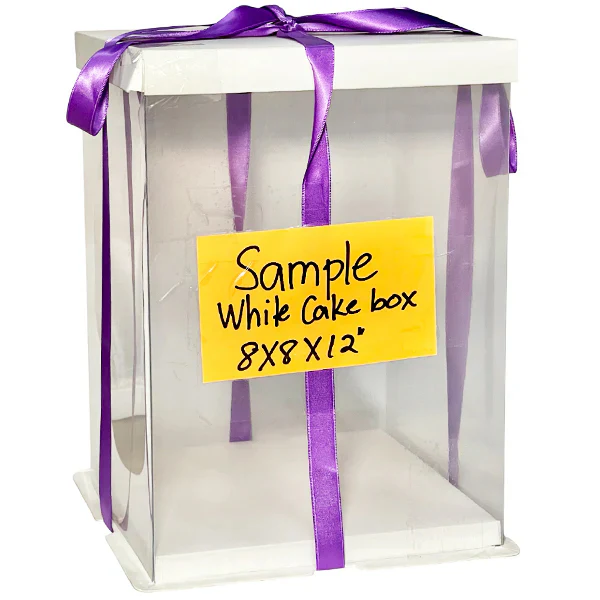 ML PACKAGING - 8"x8"x12" CLEAR CAKE BOX BOTTOM & LID 10x5 PK