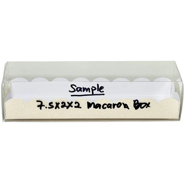 MB - 7.5"x2"x2" MACARON BOX CLEAR PET W/ GOLDISH INSERT 8x25 PK