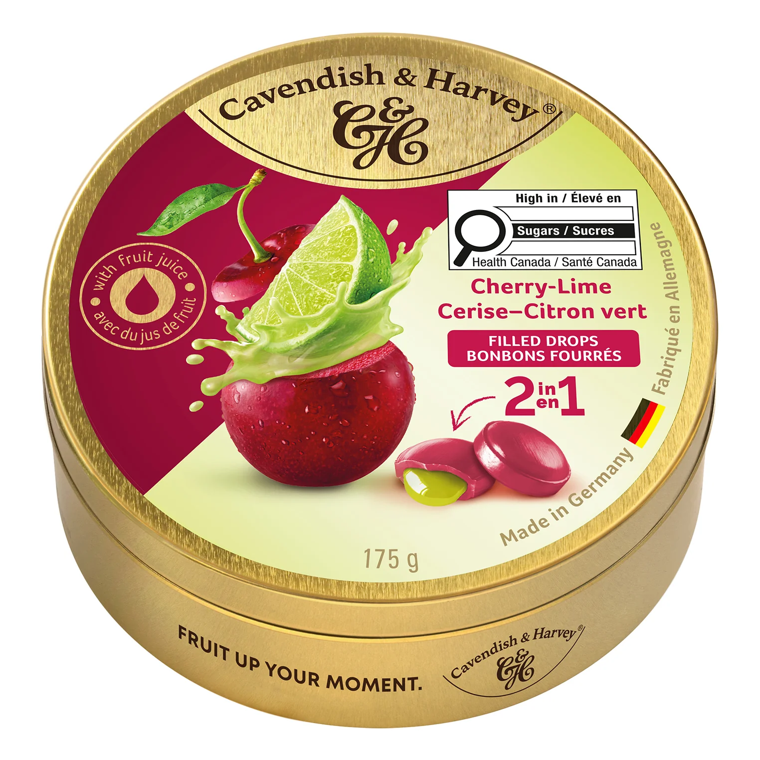 CAVENDISH - DOUBLE FRUIT DROPS CHERRY LIME TIN 9x175 GR