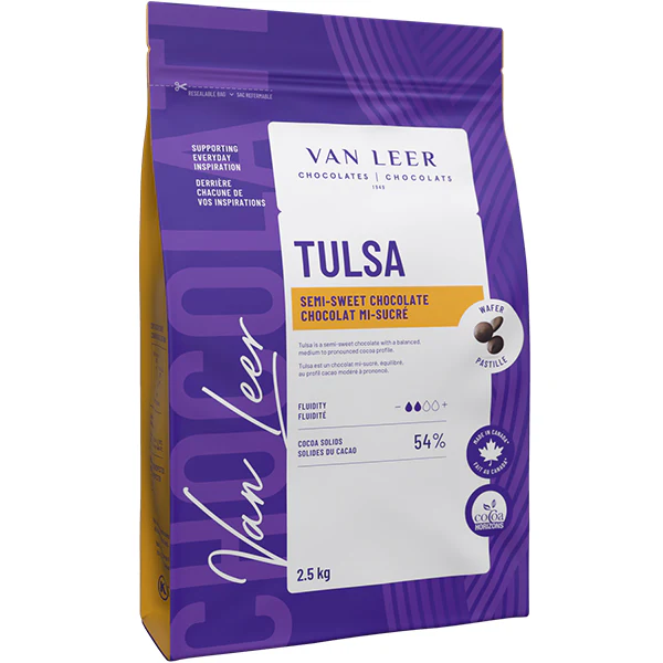 VAN LEER - TULSA SEMI-SWEET DARK CHOCOLATE WAFER 8x2.5 KG