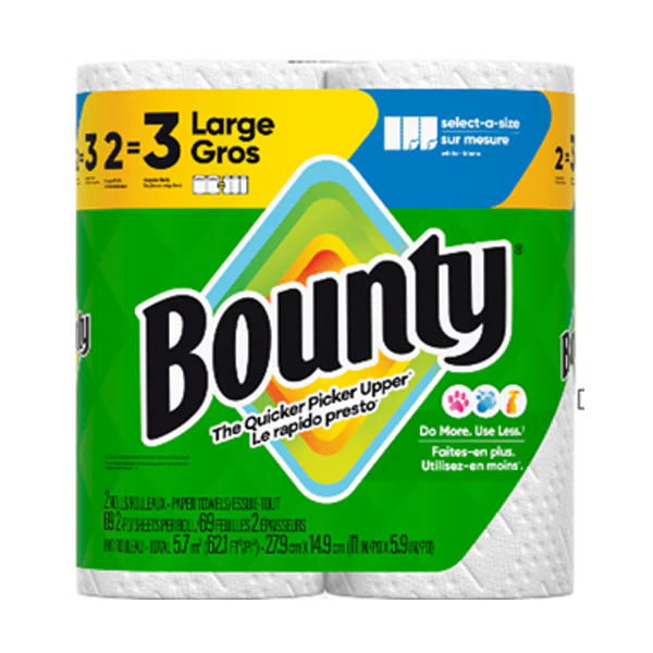 BOUNTY - SELECT A SIZE PAPER TOWEL 2=3ROLLS 12x2 PK